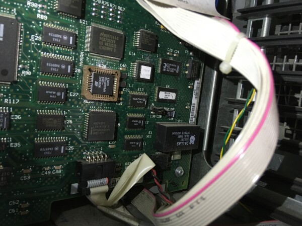 closeup of the main board section with the clock / nvram chip