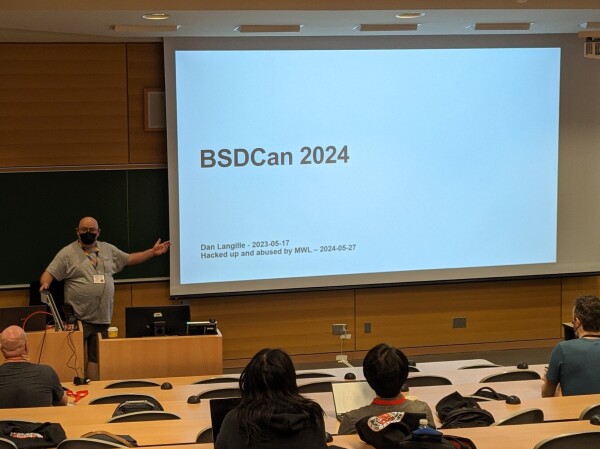 Michael W Lucas at the opening of BSDCan.